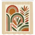 Produktbild: Abakuhaus Duschvorhang Moderner Digitaldruck mit 12 Haken auf Stoff Wasser Resistent Breite 175 cm, Höhe 200 cm, Monstera Boho Mid Century Abstrakt beige|grün 175 cm x 200 cm