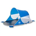 Produktbild: vidaXL Strandzelt, Strandmuschel mit Offenem Eingang, Campingzelt Pop-Up Wasserdicht Tragbar, Wurfzelt Sonnenschutz, Azurblau 190T Polyester