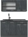 Produktbild: Singleküche Vicco R-Line Schwarz Beton 140 cm ohne Arbeitsplatte, Model 47413