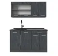 Produktbild: Vicco Küchenzeile R-Line, Schwarz Beton/Anthrazit, 140 cm ohne Arbeitsplatte