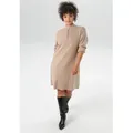 Produktbild: Strickkleid ANISTON PLUS, Damen, Gr. 50, N-Gr, braun (camel), Strick, Obermaterial: 50% Viskose, 28% Polyester, 22% Polyamid, unifarben, figurumspielend kniebedeckend, Rippstrickbündchen, Kleider Strickkleid, mit Stehkragen und Reißverschluss - NEUE KOLLEKTION