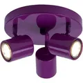 Produktbild: Deckenstrahler Deckenspot Wohnzimmerlampe Metall Lila Deckenleuchte, 3x GU10 RGB Farbwechsler dimmbar mit Fernbedienung D 22 cm