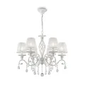 Produktbild: Kronleuchter mit Schirm B: 63 cm in Shabby Weiß Gold Metall Stoff E14 Hängelampe