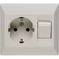 Produktbild: Kopp Schutzkontakt-Steckdose mit Universalschalter (Aus- und Wechselschalter), Steckdose 16 A, 250 V, Schalter 10 A, 250 V, Unterputz, cremeweiß, 190301082