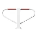 Produktbild: Schake Parkplatzsperre Typ 40770B, umlegbar, 70x70mm, Überflur 500mm, + Rundrohrbügeln, Gesamtbreite 800mm + Rund, Zylinderschloß, beschichtet, weiß / rot