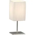 Produktbild: Tischleuchte bailey Silber Chrom mit Plissee Stoffschirm Weiß, Höhe 26cm