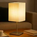 Produktbild: Tisch Beleuchtung Textil Nacht Licht Schlaf Zimmer Chrom Schalter Leuchte weiß