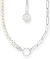 Produktbild: Charm-Kette mit weißen Perlen und Kettengliedern Silber