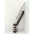Produktbild: Minka Mittelholmtreppe Quatro Turn 38 - 298cm Geschosshöhe Walnuss Schwarz
