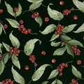 Produktbild: IHR Ideal Home Range - Papierservietten Weihnachten LEANDER dark green rote Beeren Laub Blätter winterlich Winterdeko 20 St. Lunch-Servietten 33 cm x 33 cm
