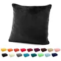 Produktbild: heimtexland Dekokissen Flanell Soft Kuschelkissen Plüsch Kissenbezug, super weich und flauschig, Allergiker geeignet, atmungsaktiv schwarz 48 cm x 48 cm