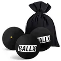 Produktbild: BallX® Squash Bälle Gelber Punkt XS2000 [3ER Set] - Squashbälle für Fortgeschrittene - Ball mit Wettkampfgröße - Langlebige Squashspiel Bälle mit Baumwollsäckchen - Squashball Set - Squash Ball