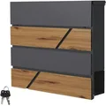 Produktbild: ML-Design Briefkasten 37x37x11 cm Anthrazit Holzoptik Eiche | Stahl, Zeitungsfach, Schloss, moderner Wandbriefkasten Mailbox