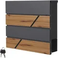 Produktbild: ML-Design Briefkasten Anthrazit/Holzoptik Eiche, Stahl, 37x37x11 cm, Moderner Postkasten mit Zeitungsfach, abschließbar, 2 Schlüssel, Design