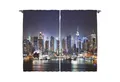 Produktbild: Abakuhaus Gardine Schlafzimmer Kräuselband Vorhang mit Schlaufen und Haken, New York Manhattan-Skyline nachts