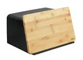 Produktbild: WENKO Brotkasten mit Bambusbrett Mod. Kubo, Brotaufbewahrung mit Deckel & integriertem Schneidebrett aus Bambus, Frischhaltedose, nachhaltig Brot aufbewahren, 35 x 20,5 x 26 cm, Schwarz/Natur