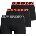 Produktbild: Superdry Herren Boxershorts, 3er Pack - Trunk Triple Pack, Logobund, Cotton Stretch Schwarz/Orange M