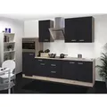 Produktbild: Küchenzeile Flex Well Santo 270 cm Frontfarbe Anthrazit Matt Korpusfarbe San Remo Eiche hell inkl. Einbaugeräte