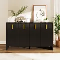 Produktbild: Merax Kommode mit vier Türen und verstellbaren Einlegeböden, Sideboard mit Metallgriffe, Wohnzimmerschrank Buffet Schrank Anrichte, B:140cm, Schwarz