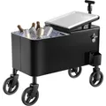 Produktbild: Vevor Kühlwagen Getränkewagen 75,71 L Bis Zu 50 Flaschen/110 Dosen, Beistellwagen Für Terrassenpartys Und Bars Mit Kor Teleskopgriff & Flaschenöffner & Kronkorkensammler, Getränkekühler Schwarz