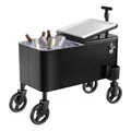 Produktbild: VEVOR Kühlwagen Getränkewagen 75,71 L bis zu 50 Flaschen/110 Dosen, Beistellwagen für Terrassenpartys und Bars mit KOR Teleskopgriff & Flaschenöffner & Kronkorkensammler, Getränkekühler Schwarz
