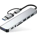 Produktbild: Tech-Protect HB06 HUB Adapter 8in1 TYPE-C Grau - Grau