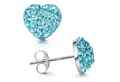 Produktbild: Materia Paar Ohrstecker Herz mit Kristall Steinen Türkis Damen Mädchen SO-149, Fassung aus 925 Sterling Silber