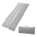 Produktbild: Wiltec Rollstuhlrampe doppelt faltbar 122cm 270kg, Mobile Auffahrschiene als Rollirampe, Aluminium Kofferrampe