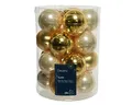 Produktbild: Glas-Weihnachtskugeln Set, 20-teilig, 6cm, Gold-Beige, Matt & Glänzend, Elegante Dekoration