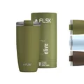 Produktbild: FLSK Tumbler – Premium coffee to go-Becher aus Edelstahl – 100 % auslaufsicher, BPA-frei & doppelwandig – hält 3 h heiß (olive, 500 ml)