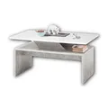 Produktbild: Stella Trading ALLEGRA Moderner Couchtisch mit erhöhter Tischplatte in Beton Optik, Weiß - extravaganter Sofatisch für Ihren Wohnbereich - 100 x 50 x 60 cm (B/H/T)