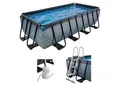 Produktbild: Framepool EXIT, grau, B:200cm H:100cm L:400cm, Schwimmbecken, BxLxH: 200x400x100 cm, mit Filterpumpe und Sicherheitsleiter