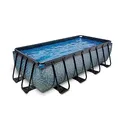 Produktbild: EXIT Toys Stone Pool - 400x200x100cm - Großer, Rechteckiger Rahmenpool mit Kartuschenfilterpumpe - Extra tiefer Pool - Starker Rahmen - Inklusive Poolleiter - Einzigartiges Design - Grau