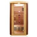 Produktbild: Dewello® Infrarotkabine Infrarotsauna Toronto 102x102 für 1 Person aus Hemlock & Zedernholz mit stufenlos regelbaren Vollspektrumstrahlern, Bodenstrahler, LED-Farblicht, Bluetooth, FM,MP3,USB