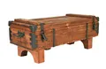 Produktbild: Alte Truhe Kiste Tisch Shabby Chic Holztruhe Couchtisch, Sofatisch im antiken Stil mit Stauraum and Deckel, Vintage-Stil Kaffeetisch aus Massivholz, 39 cm Höhe / 41 cm Tiefe / 97 cm Breite
