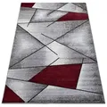 Produktbild: oKu-Tex Teppich Kurzflorteppich, modern, geometrisches Muster, Wohnzimmerteppich, rechteickig, Höhe: 11 mm, Teppich Wohnzimmer, Designteppich, meliert, weicher und dichter Flor rot 80 cm x 150 cm x 11 mm