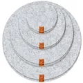 Produktbild: MIQIO® Design Filz Untersetzer rund für Vasen BZW Getränkeuntersetzer - 8er Set - 10 cm/ 15cm / 20 cm / 25cm - Filzuntersetzer in hellgrau für Getränke, Tassen, Bar, Glas - Premium Tischuntersetzer