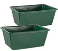 Produktbild: BURI 2er Set Wildwanne 90 Liter Wanne XXL Jagdwanne eckig HDPE Kunststoff - 2X Kunststoffwanne Plastikwanne stapelbar in grün - lebensmittelecht, robust ideal als Futterwanne oder Pferdetränke