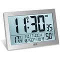 Produktbild: Tchibo - ADE Digitale XL-Funk-Tischuhr mit Thermometer und Hygrometer - silber