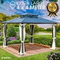 Produktbild: Alu Pavillon PAGODE 4x4m beige mit Moskitonetz