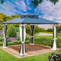 Produktbild: BRAST® Pavillon Aluminium Pagode 4x4m | viele Modelle & Farben | inkl. Moskitonetz | festes Dach | wasserdicht | stabil |UV-Schutz | Beige