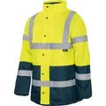 Produktbild: vizwell Funktionsparka 2 in 1 Warnschutz Parka Arbeitsjacke Warnschutzjacke Winterjacke neon wasser- und winddicht mit Kapuze gelb L