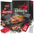 Produktbild: Gusseisenpfanne Gusseisen Bratpfanne Induktion Cast Iron Pan für Gasgrill, Backofen, Kohlegrill Steakpfanne voreingebrannt Inkl. Schutzgriffe,