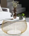Produktbild: Couchtisch mit Metallkorb Weiß/Gold Ø 72 cm Abstelltisch Wohnzimmertisch Tisch