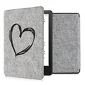 Produktbild: kwmobile Hülle kompatibel mit Amazon Kindle Paperwhite 11. Generation 2021 - Filz Stoff eReader Schutzhülle Cover Case - Herz Brush Schwarz Hellgrau