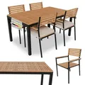Produktbild: Juskys Akazienholz Gartengarnitur Rhodos - Tisch, 4 Stühle & Auflagen - Gartenmöbel Holz - Schwarz