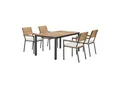 Produktbild: Juskys Akazienholz Gartengarnitur Rhodos - Tisch, 4 Stühle & Auflagen - Gartenmöbel Set - Holz Möbel