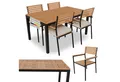 Produktbild: Juskys Garten-Essgruppe Rhodos, (5-tlg), mit Tisch, 4 Stühlen & Kissen, elegante Holzelemente