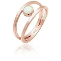 Produktbild: Elli Fingerring Bandring Zweireihig Synthetischer Opal Weiß 925 Sterling Silber rosa 58