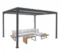 Produktbild: Alu Pergola 3x3,7m grau 8cm-Metall-Gestell Lamellen Terrassenüberdachung